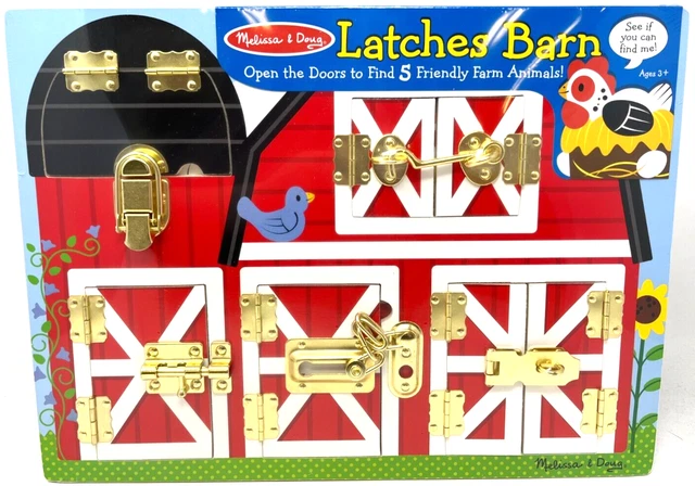 Melissa & Doug Latches Barn Wooden Activity Board Latches Hand-Eye Coordination