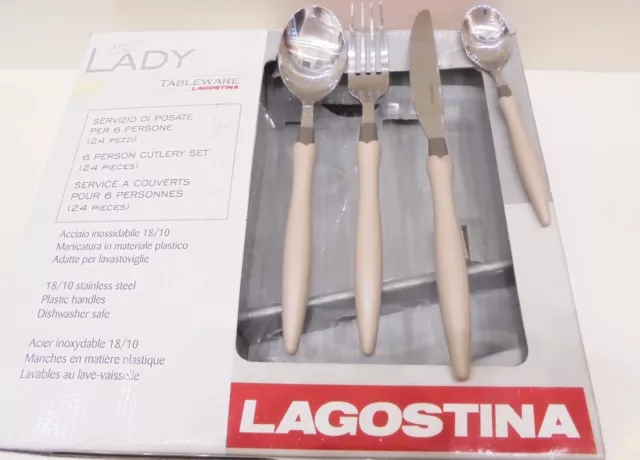 SET POSATE LAGOSTINA Lady per 6 PERSONE grigio 24 pz acciaio-cutlery set  EUR 59,90 - PicClick IT