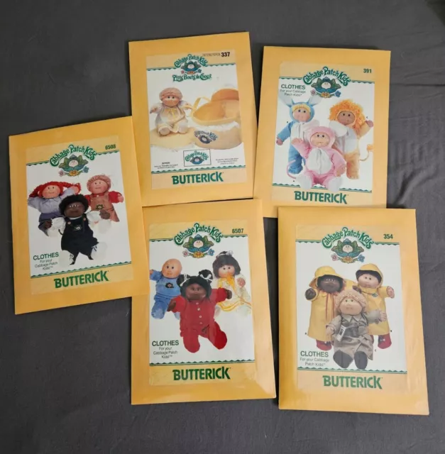 Vintage Lot of 5 Butterick Cabbage Patch Kids Sewing Patterns All Un-Cut