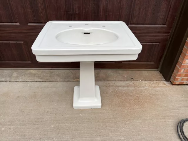 Vintage Crane Tepco Virtuous China Bathroom Pedestal Sink White Antique 1920-30s