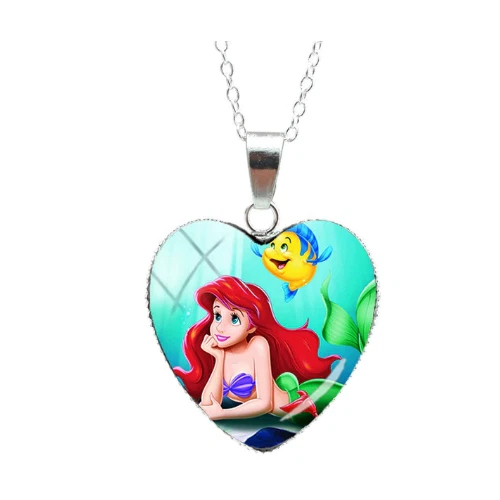 THE LITTLE MERMAID Necklace Heart Pendant Disney Princess Ladies Girls