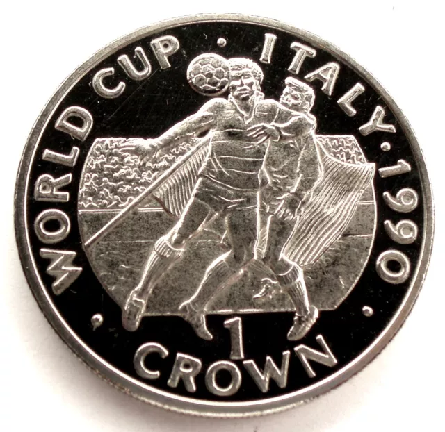 GIBRALTAR 1 CROWN 1990 UNC KM#36 Italy FIFA World Cup, Scarce. 1T10.4