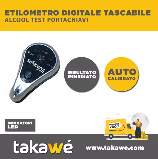 Etilometro Digitale - Alcool Test - Portachiavi Compatto Tascabile