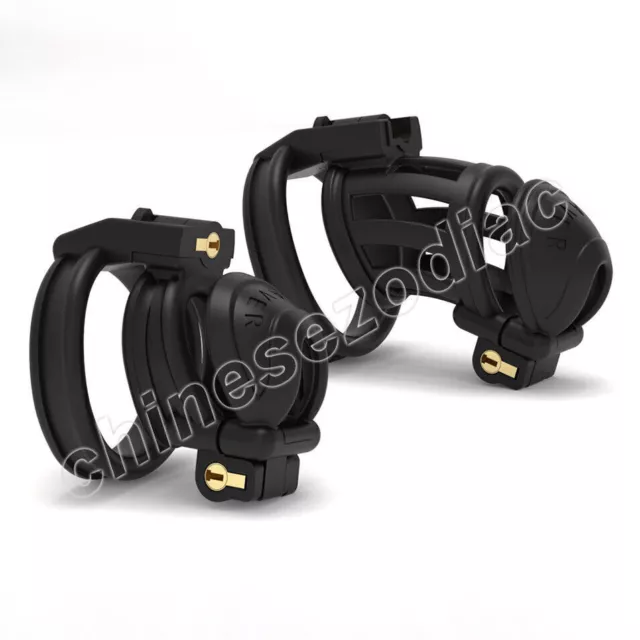 Male Chastity Device Double Lock Cage Cuspid Teeth Men Lock Belt with 3 Rings