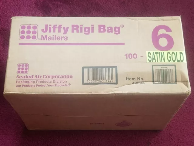 100 #6 - 12 1/2 X 15" Jiffy Rigi Bag Cardboard Mailers! - Satin Gold