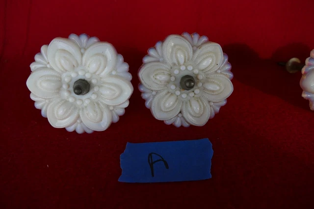 a pr antique white opalescent curtain tieback 3 inch diameter