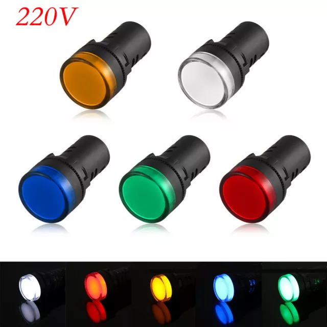 22mm LED Pilot Panel Indicator Signal Warning Light Lamp Red Blue AC 220V