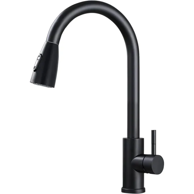 360° Swivel Pull Out Kitchen Tap Faucet Single Lever Mixer Spout Spray w 2 Hoses