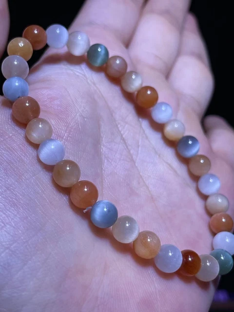 6mm Rare Natural Colorful Rabbit hair Quartz Crystal Round Beads Bracelet AAA
