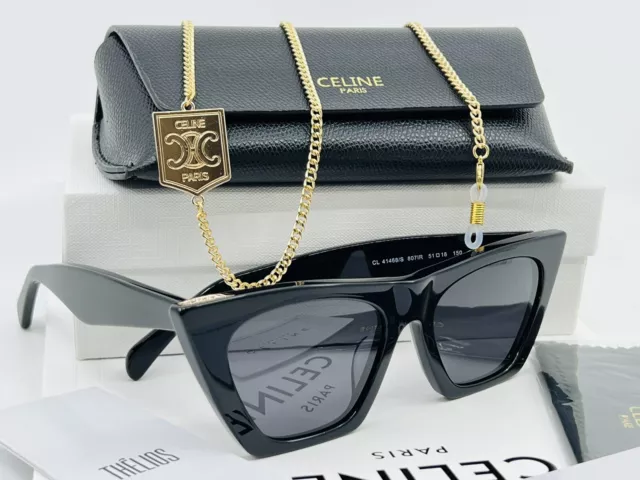 Celine Cat Eye CL 41468/S 807IR Glossy Black Frame With Grey Lens Sunglasses