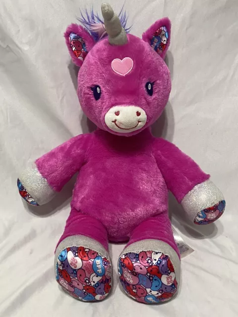 Build A Bear 17”  Candy Hearts Hot Pink Unicorn Plush Stuffed Animal Toy