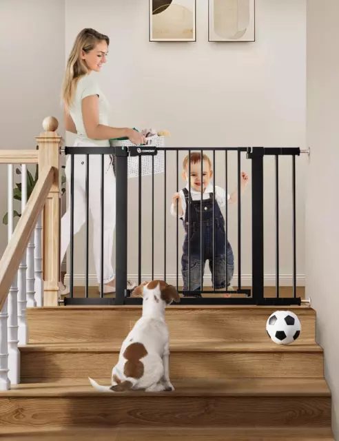 75-117Cm Stair Gate for Baby, Auto Close Dog Gates Indoor with Green/Red Sign, P