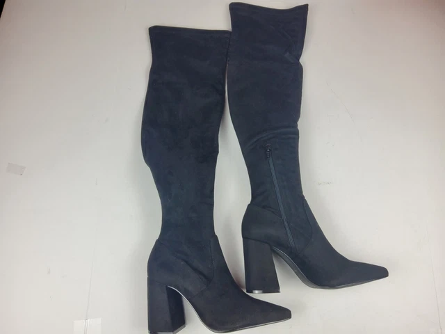 Steve Madden Womens Over the Knee  Soft Boot Block Heel Black 7M (lot334)