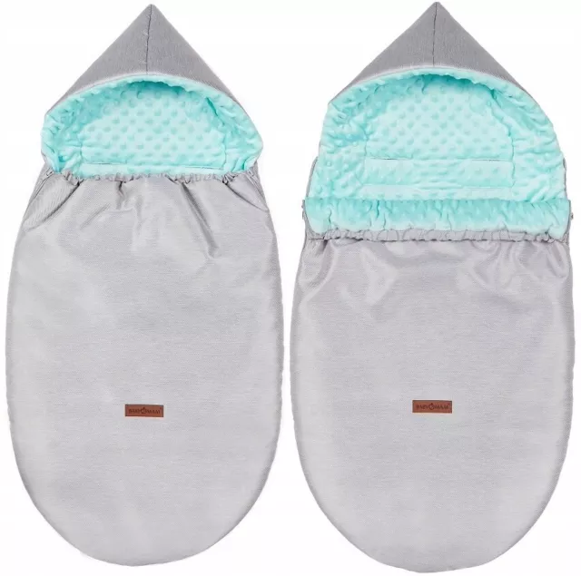 Universal Hooded Footmuff Pushchair Stroller Buggy Dimple Light Grey/Mint