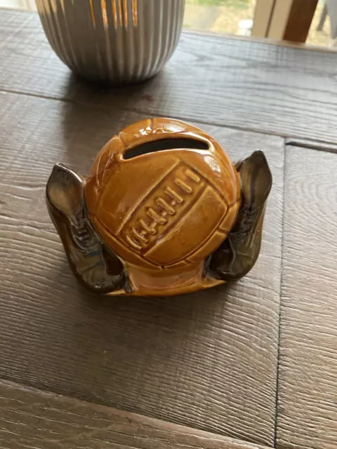 Vintage -  Studio Szeiler - Hand Painted Ceramic Football With Boots Money Box