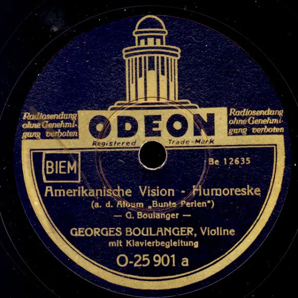 GEORGES BOULANGER -Violine m.Klavier- Amerikanische Vision / Afrika  78rpm S6555