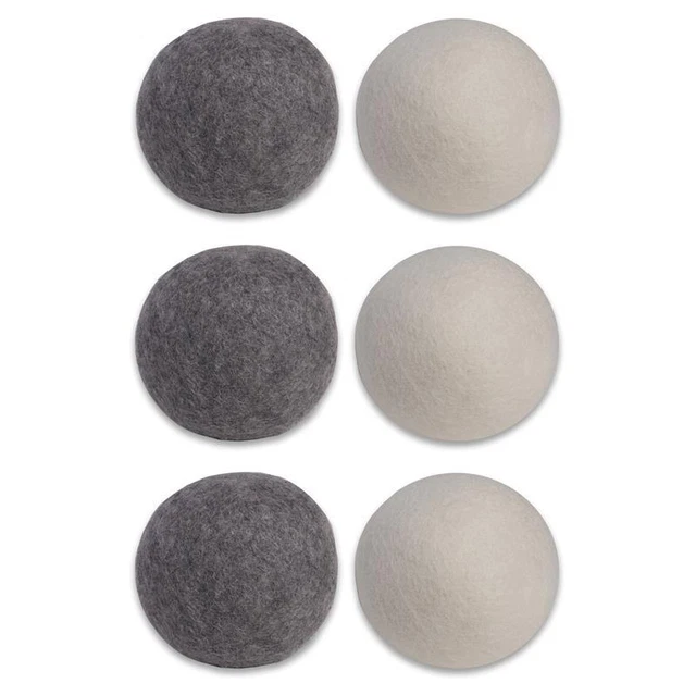 Europa Essentials 6-Piece Modern Style Wool Dryer Ball Mixed Set in Gray Finish