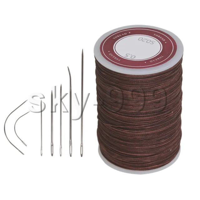0.5mm Brown Terylene Thread Round Cord Craft Sewing Wax Line for Leather