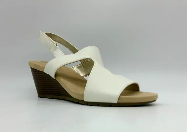 Bandolino Gannet 3 White Synthetic Slingback Sandals Heels Size 10 M