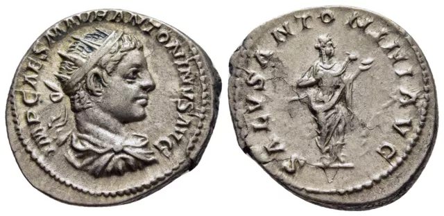 Fitz Rome Silver Antoninianus Elagabal Emepror Salus Serpent Patera @Dsc87