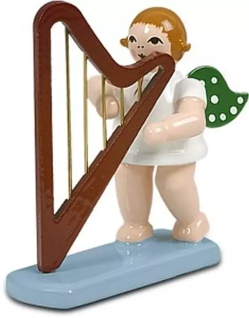 Engelmusikant Engel mit Harfe mit Krone Höhe ca 6 cm NEU Weihnachtsengel Holz