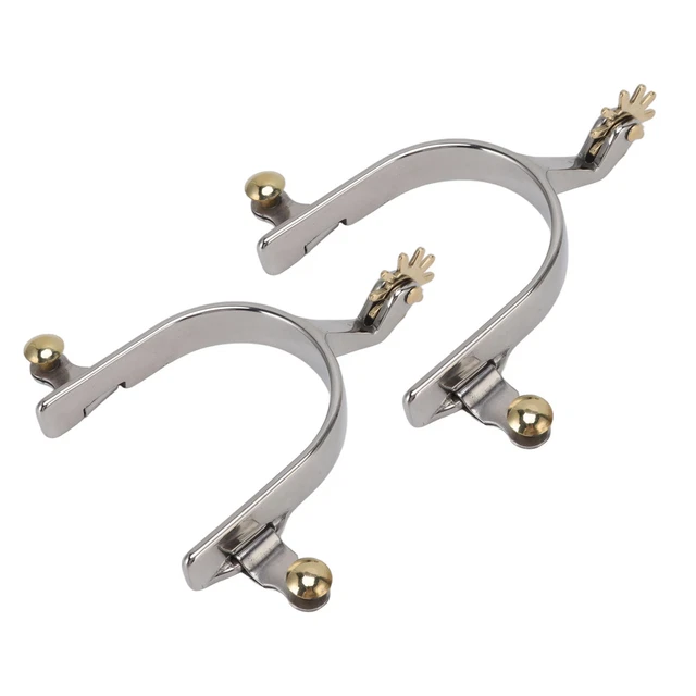 HG 1 Pair Horse Spurs Stainless Steel Exquisite Cowboy Equestrian Boot Spurs LT