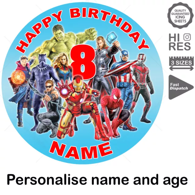 Avengers Cake Topper Personalised Any Age Edible Icing