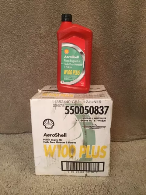 AeroShell Oil W100 PLUS SAE 50 Ashless Dispersant Aircraft Engine Oil 6 qt Case