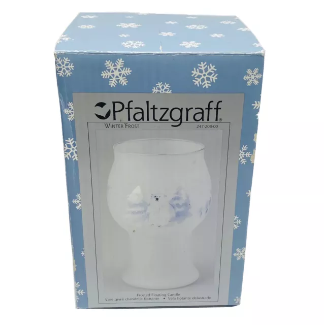 Pfaltzgraff Winter Frost Frosted Floating Candle Polar Bear Snow Tree In Box