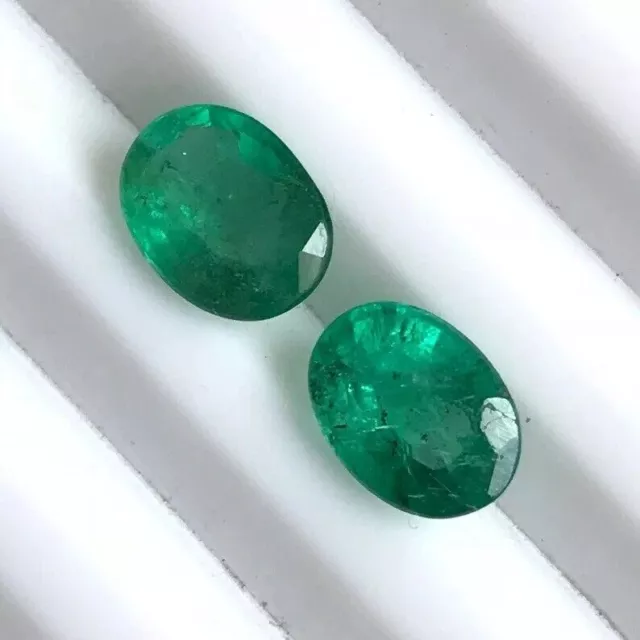 Matched Pair 2.40 Carat 8X6 MM Natural Emerald Ovals Cut Gemstone For Jewelry 3