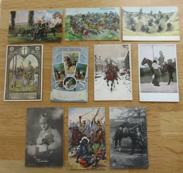 Sammlung von 10 Postkarten mit Ulan / Ulanen Regiment Motiv 1. WK