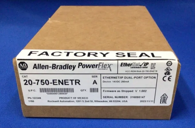 20-750-ENETR New Allen Bradley 20-750-ENETR /A 750 2-P ENet/IP Module Genuine
