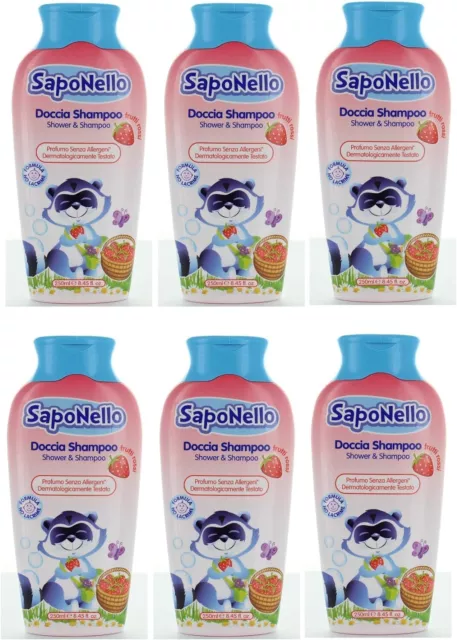 6 X PAGLIERI Saponello Hydratante Gel Douche & Shampooing Délicat pour Bébé