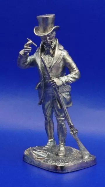 English Sterling Silver Miniature Well Dressed Gentleman Loading Rifle. Hunting