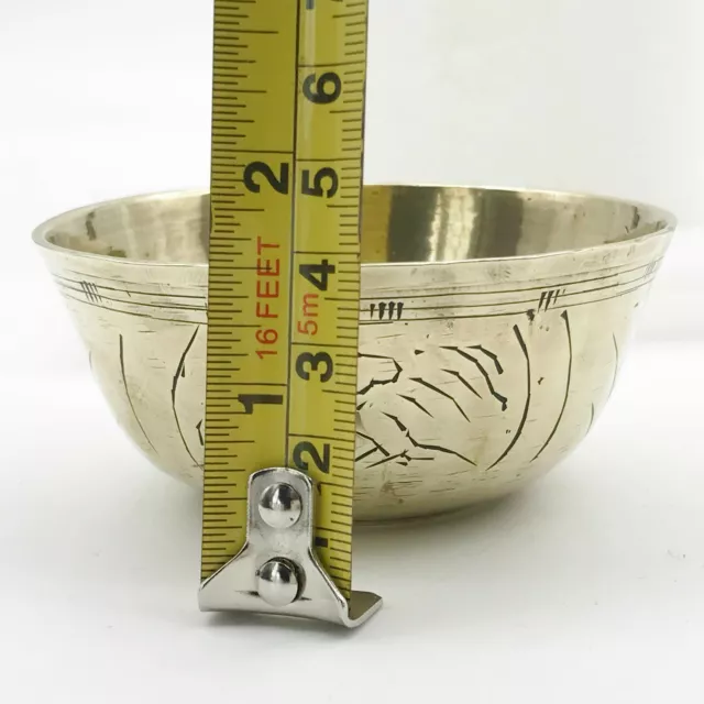 Vintage Brass Chinese Etched Bowl 3