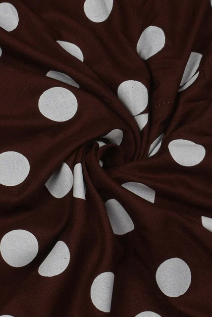 Indien Marron Coton Course Artisanat de Couture à Pois Femmes Tissu 4.6m Tissu 3