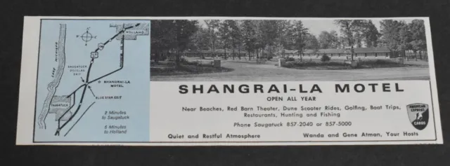 1968 Print Ad Michigan Saugatuck Shangrai-La Motel Wanda Gene Atman Quiet Rest