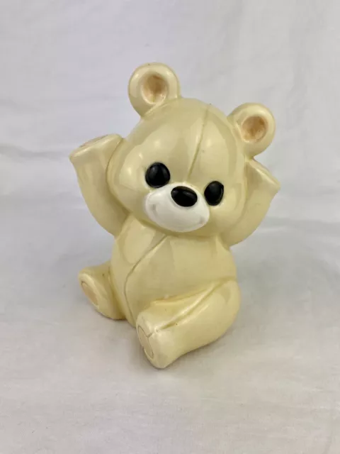 Vintage Norcrest Ceramic Happy Teddy Bear Piggy Bank Hand Decorated Baby Shower