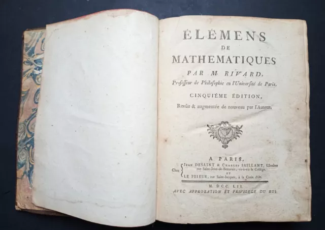 Élémens de Mathématiques par M. RIVARD - 1752