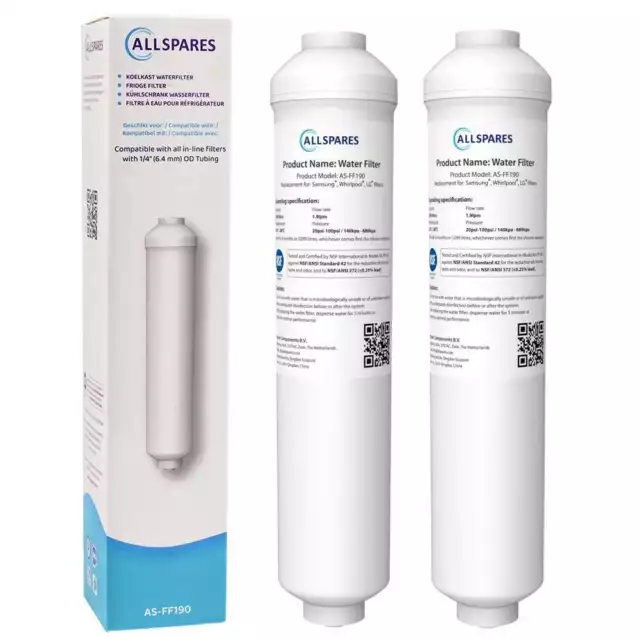 AllSpares Wasserfilter (2x) für Kühlschrank geeignet für Samsung DA29-10105J, E