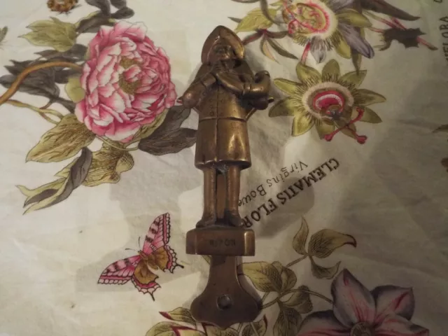 Vintage Metal Ripon Hornblower Musician English Figural Brass Door Knocker