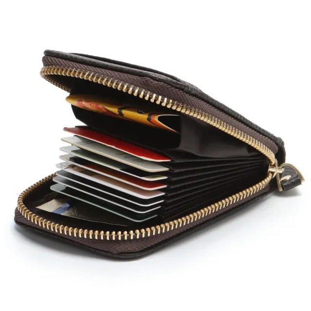 Men's Wallet Credit Card Holder Genuine Leather RFID Blocking Zipper Pocket Thin 7