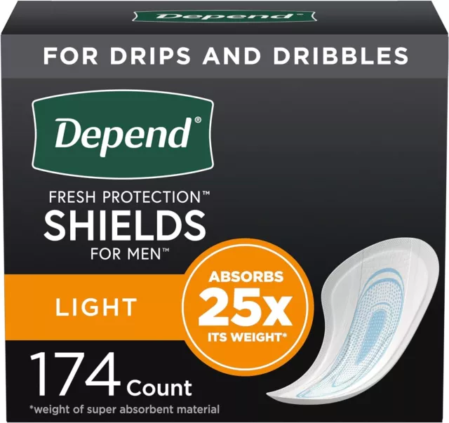 DEPEND INCONTINENCE/BLADDER CONTROL Shields, Pads for Men, Light ...