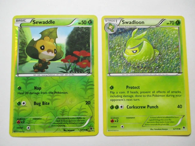 SEWADDLE 5/119 NON & Reverse Holo Swadloon 6/119 Phantom Forces 2 Pokemon Card 1.86 - PicClick UK SEWADDLE 5/119 NON & Reverse Holo Swadloon 6/119 Phantom Forces 2 Pokemon Card 1.86 - PicClick UK