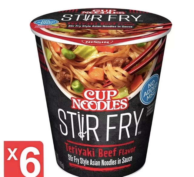 NISSIN CUP NOODLES Stir Fry Noodle in Sauce Teriyaki Beef Flavor 6 Pack