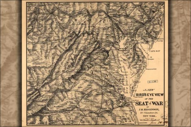 Poster, Many Sizes; Map Of The Seat Of War Virginia Maryland 1861