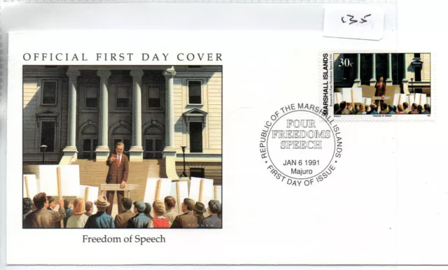 Marshall Is. (135) FDC- World War 11 - 50 yrs on - 1991 Freedom of Speech