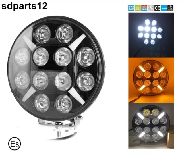 12V 24V LED Phare Longue Portée Feu Route + Position Blanc Orange Camion VTT 4x4