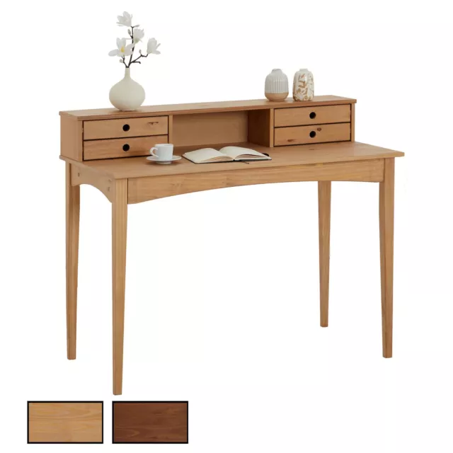 Schreibtisch Arbeitstisch Bürotisch mit 4 Schubladen und Aufsatz Massivholz