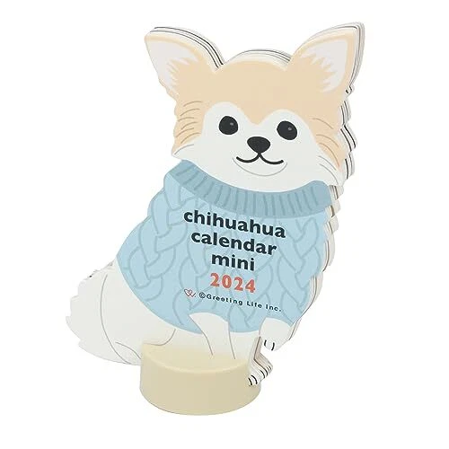 Greeting Life 2024 Calendar Animal Die Cut Mini Chihuahua Tabletop C-1536-Et jap